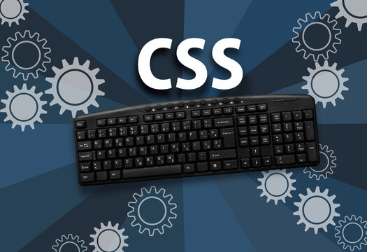 PC keyboard with CSS word on dark blue background

