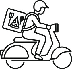 Fototapeta premium Delivery courier riding a scooter with a pizza box icon delivery transport motorcycle transportation logistics business shipping commerce restaurant