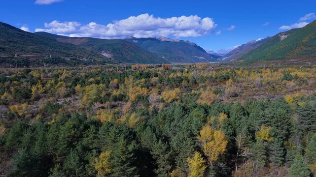 Hermitage of San Juan de Busa and landscapes on the Serrablo Churches Route. Alto Gallego region. Province of Huesca. Aragon. Spain. Europe