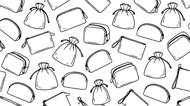 Collection of hand drawn purse and bag sketches.