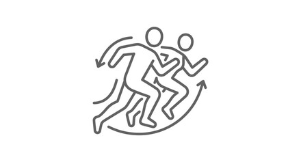 Obraz premium Two people running together in competitive race line art.