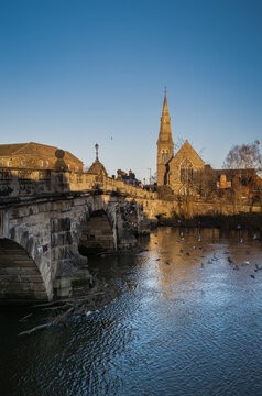 English Bridge and River Severn with Church Spire, Shrewsbury