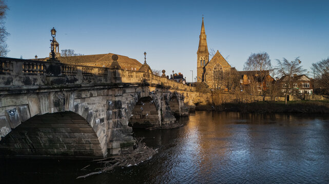 English Bridge and River Severn with Church Spire, Shrewsbury
