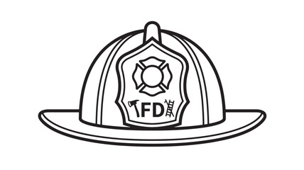 Fototapeta premium Hard Hat Icon with Gear Emblem and Letters Tfd, Black Line Art Design for Safety and Construction Concepts