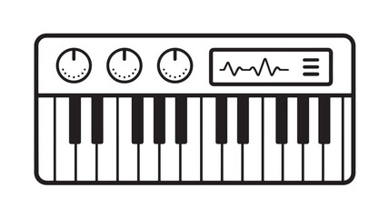 Fototapeta premium Piano Keyboard Icon with Gauge Dials and Waveform Display in Medical Technology Style for Healthcare Monitoring Concept Design