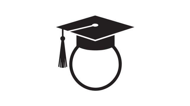 Graduation Cap with Tassel in Black and White Featuring Academic, Education, School with University and College Elements for Diploma, Achievement