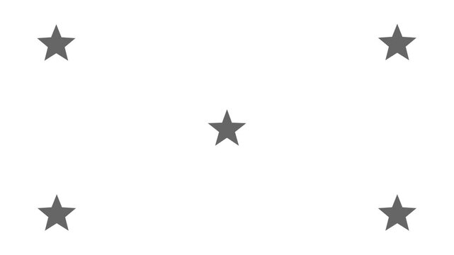 Blinking Black Stars Pattern on White Background - Minimalist Five Star Rating, Rank, and Festive Celebration Overlay Concept Animation Video