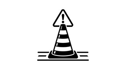 Fototapeta premium Black and white traffic cone icon.