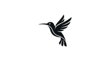 Obraz premium Black Hummingbird in Flight Silhouette.