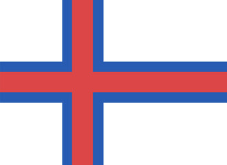 Obraz premium Faroe Islands flag icon, sticker. Flag of Faroe Islands with Nordic Cross in rectangle shape button, badge. National Faroe Islands flag rectangular banner, background.