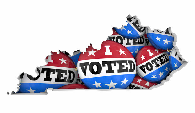 Kentucky KY State Map I Voted Pins Buttons Election Democracy 3d Illustration