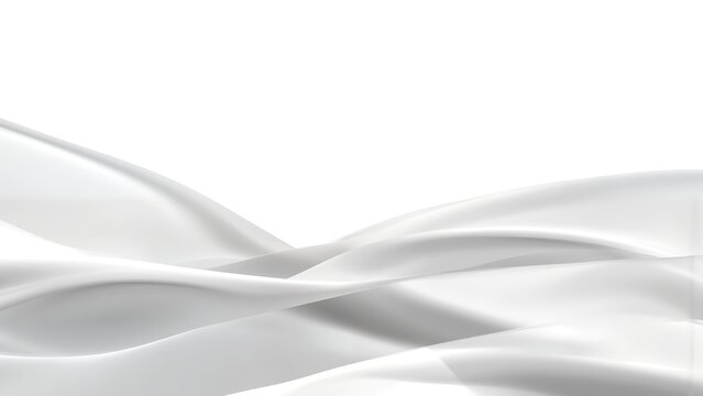 Smooth white abstract wave background with flowing translucent curves and light effects