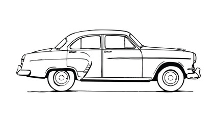 Fototapeta premium Vintage car in black and white line vehicle classic