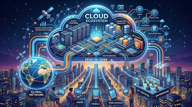 Cloud ecosystem infrastructure network architecture diagram