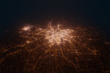 Aerial view on Lublin (Poland) from north. Satellite view on modern city at night © Hairem