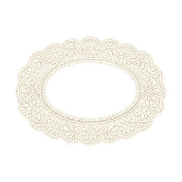 PNG Elegant lace oval frame illustration.