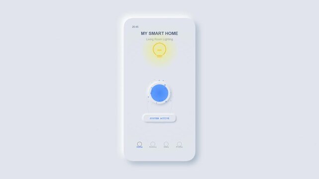 Smart Home UI Animation: Control Lighting via Neumorphic App Interface