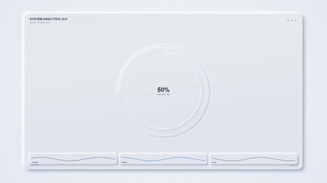 Neumorphic UI Progress Circle Animation with Data Graphs - White Theme