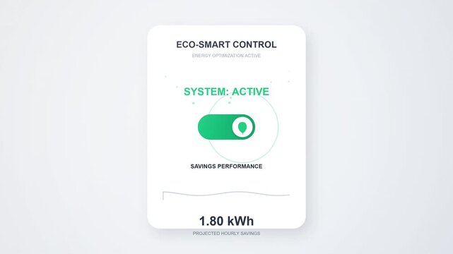 Eco-Smart Control UI Switch Animation with Energy Savings Display