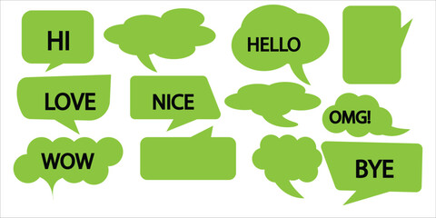 Lime green speech bubbles with greetings © Sabana Designs