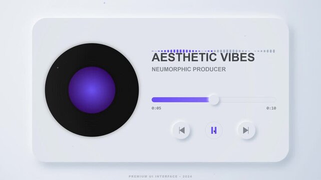 Neumorphic Music Player UI Animation - Aesthetic Vibes