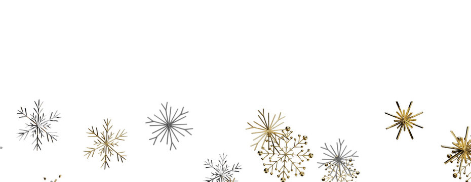 Festive snowflake pattern with metallic gold and silver designs for winter celebrations