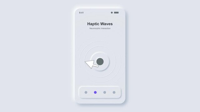 Neumorphic UI Animation: Haptic Waves Mobile App Interaction
