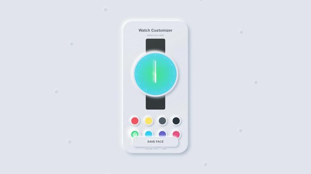 Neumorphic Watch Face Customizer UI Animation | Motion Graphics