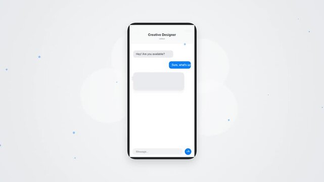 Neumorphic UI Chat Interface Animation on Smartphone Screen