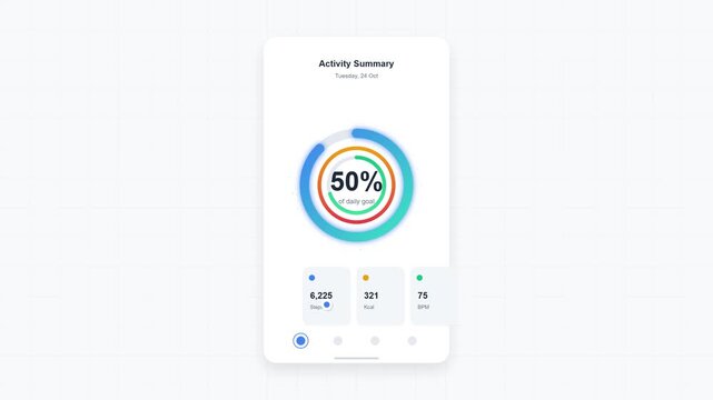 Neumorphic UI Animation: Activity Summary Progress Bar Filling Up
