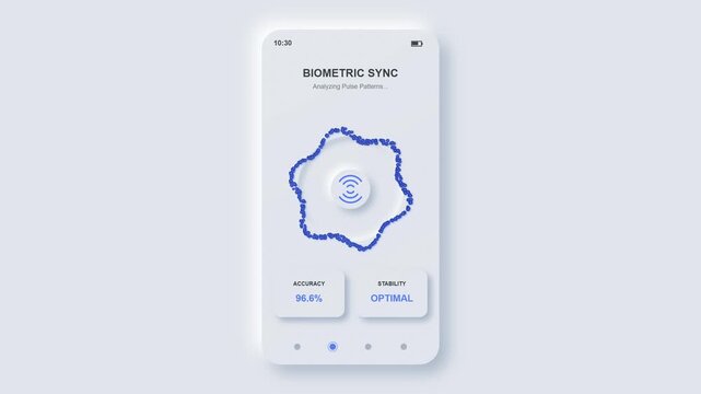 Biometric Sync App UI Animation - Neumorphism Style, Data Visualization