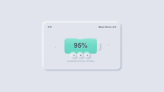 Neumorphic UI Animation: Music Device Battery Charging Progress