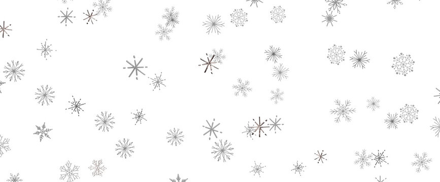 A lighthearted and beautiful seamless pattern of delicate snowflakes falling gently