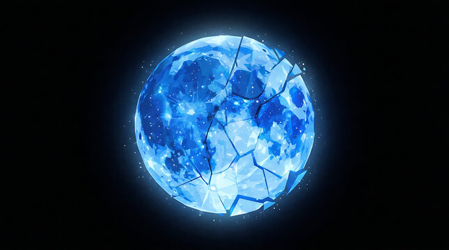 Earth glowing with blue aurora lights illustration