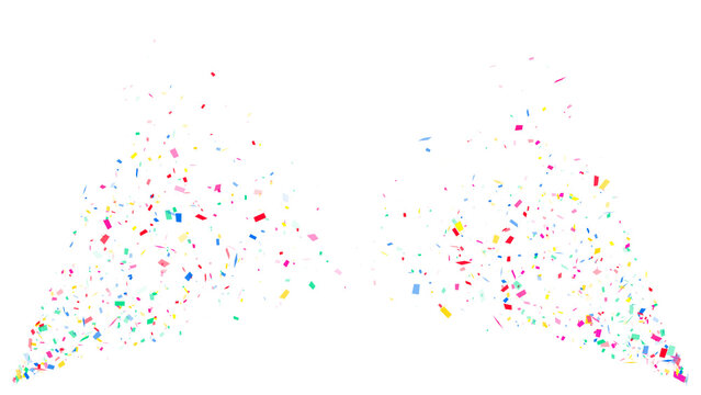 corner colorful confetti explosion isolated on transparent background, png birthday party and anniversary celebration overlay motion design element