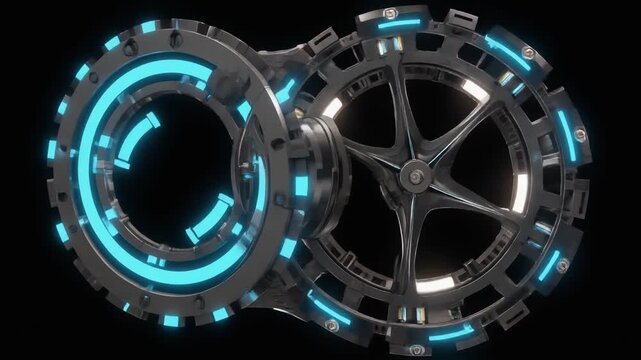 Mechanical gears interlock precisely within a modern automated technology hardware system. Industrial gears rotate to transfer power smoothly. Watch heavy gears operate in sync.