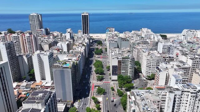 Rio De Janeiro Skyline In Rio De Janeiro In Brazil. Princess Isabel Avenue Landscape. Downtown City. Copacabana Beach Skyline. Rio De Janeiro Skyline In Rio De Janeiro In Brazil. Tourism Landmark.