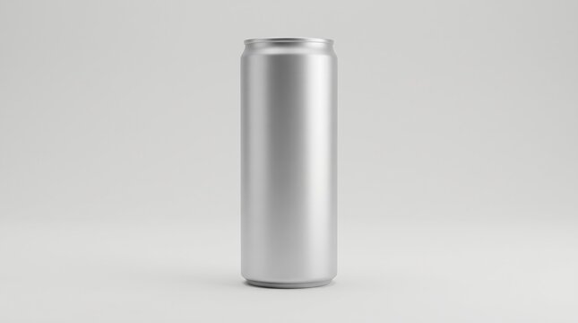Blank energy drink soda can mockup template isolated on light grey background. High resolution.