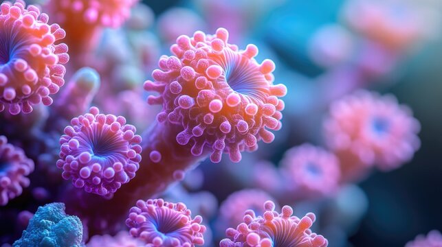 Microscopic monkey pox virus . closeup monkeypox
