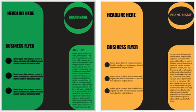 Green Orange Flyer Design Layout With Rounded Rectangle Shape