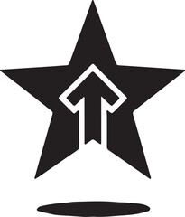 Fototapeta premium Five pointed star with central upward pointing arrow icon improvement direction achievement excellence promotion progress highlight graphics business development leadership performance