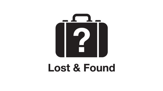 Suitcase with Question Mark Symbolizing Lost and Found Concept Featuring Travel, Luggage, Icon with Symbol and Black and White Elements