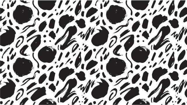 Splotch Pattern in Black and White with Zebra Stripes, Splashes, and Animal Spots for Graphic Design Backgrounds