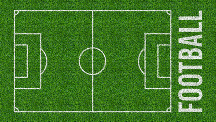 Naklejka premium Top view of a manicured sports playing surface with marked boundaries and goals.