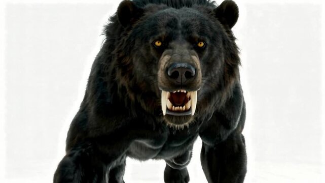 Black Sabertooth  bear alone in image