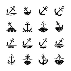 Obraz premium Nautical Anchor Icons Set