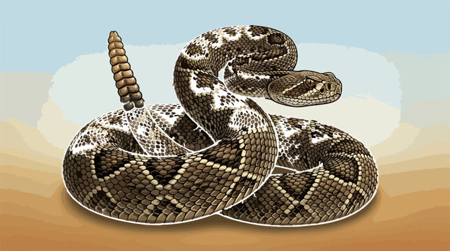Photorealistic Ball Python Snake Coiled on Sandy Terrain