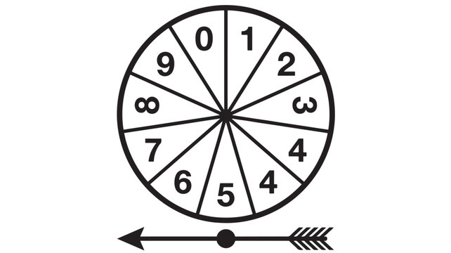 Dial Speed Gauge Icon with Numbered Segments and Directional Arrow for Motion, Measurement, and Navigation Design
