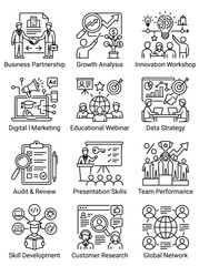 Obraz premium Business and marketing concept icons collection with business marketing strategy innovation