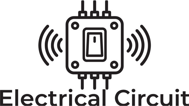 Circuit Icon with Electronic Microchip and Wireless Signal Waves, Designed as a Technology Illustration for Ui Icons